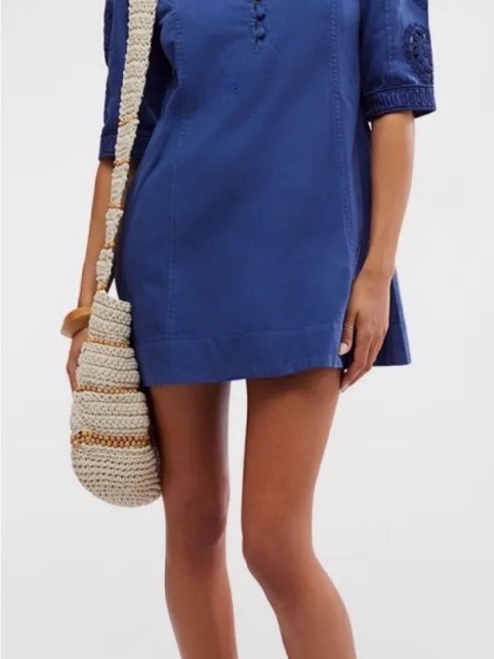 Free People Bali Hazel Hearts Blue Mini Dress Size Small New